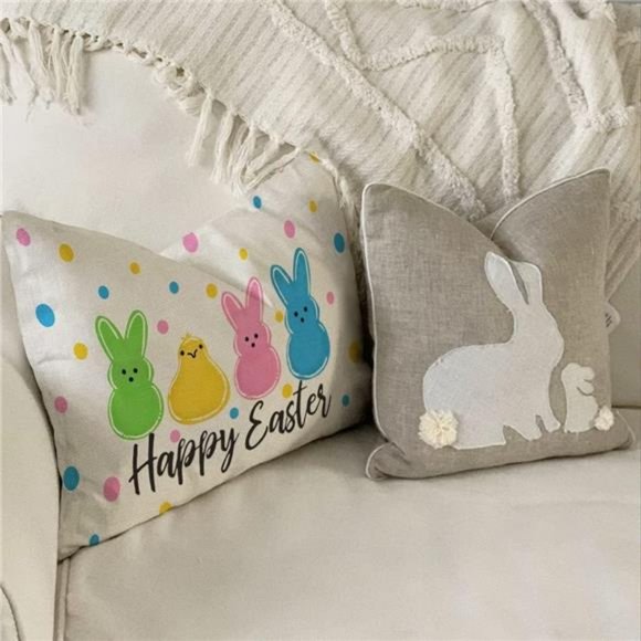 Easter Decorative Throw Pillow Cover Accent Case Farmhouse Cottage Spring Decor - Picture 5 of 6
